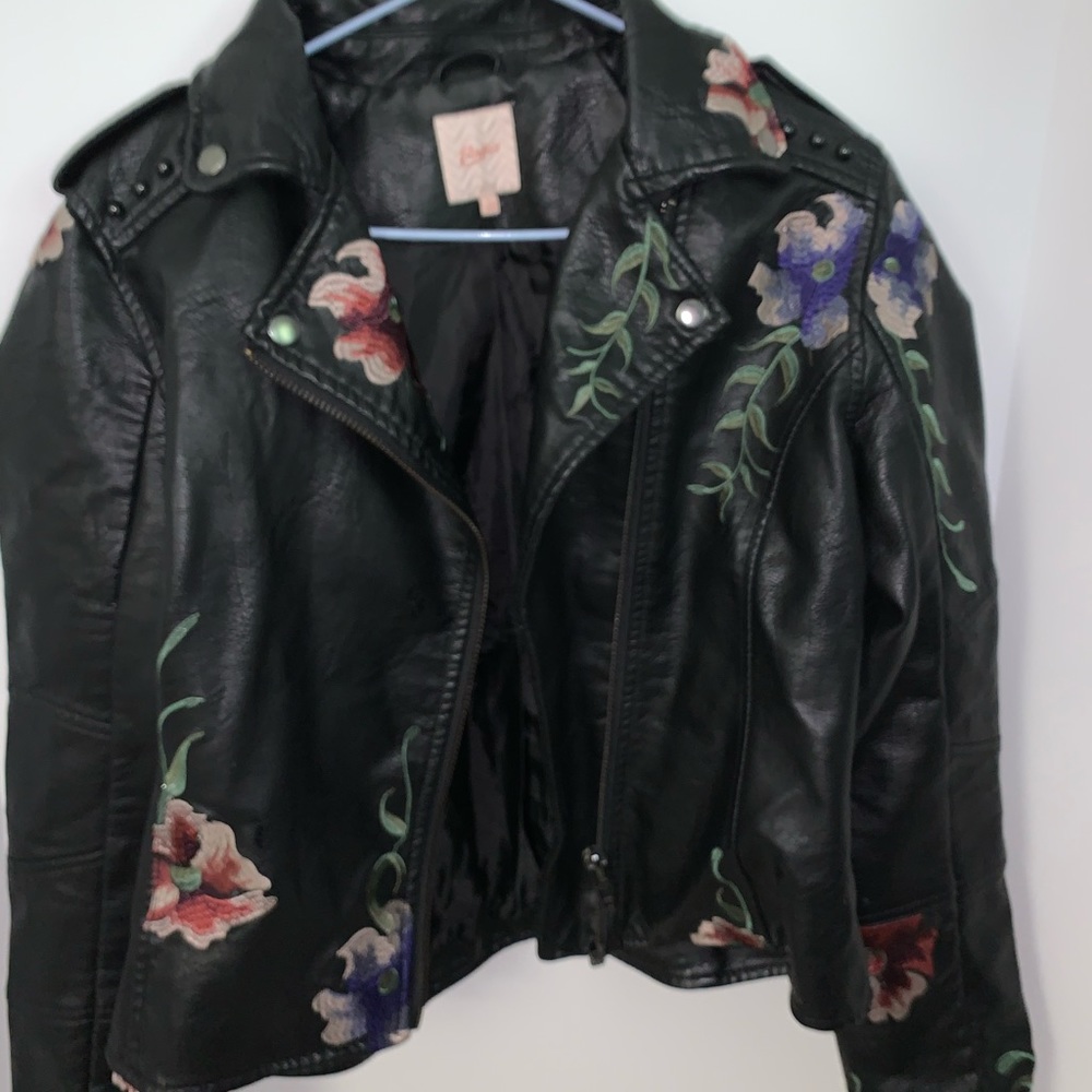Candies embroidered leather jacket.